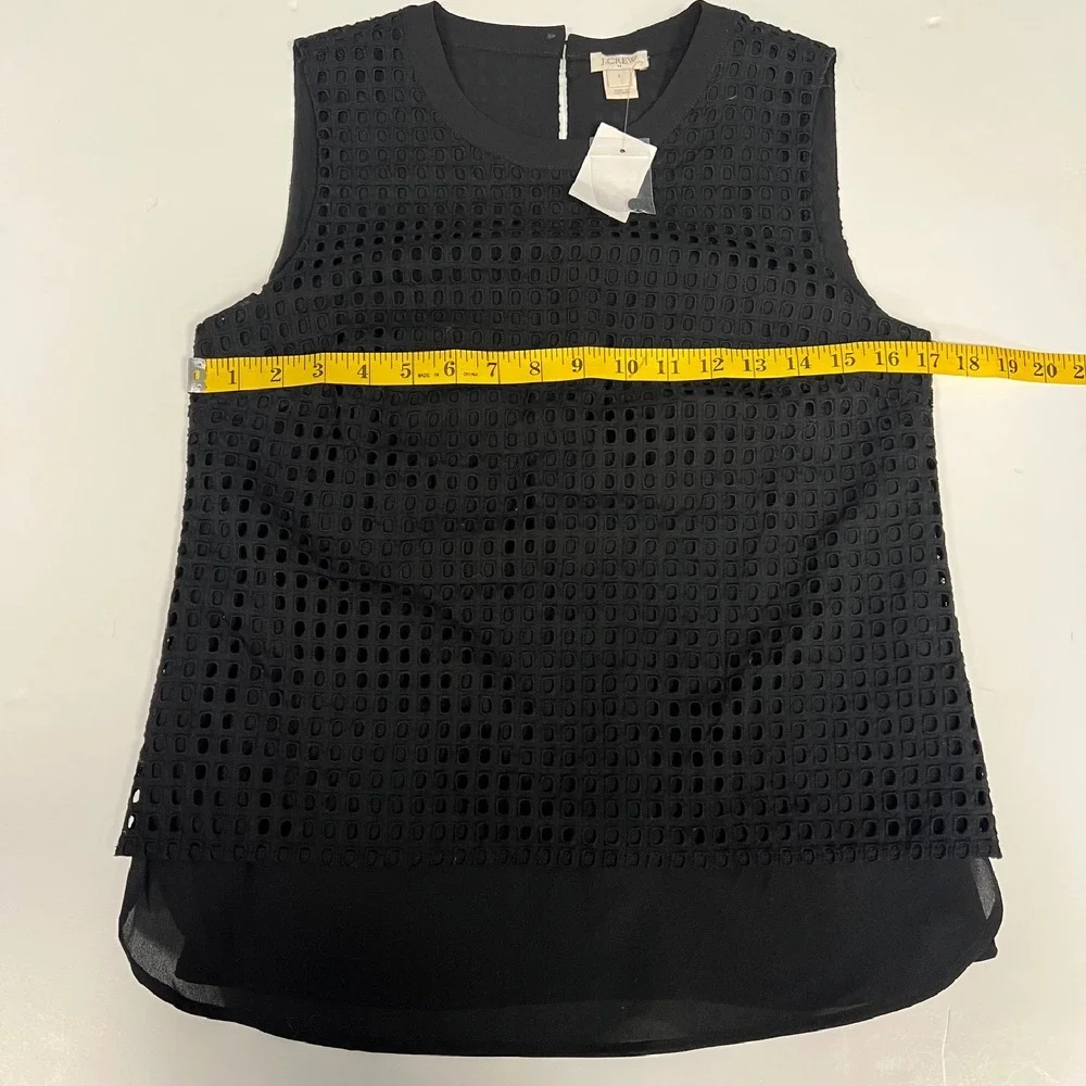 NWT J.Crew Eyelet Tank Top‎ Sleeveless Layered Black Casual Blouse Size 2
